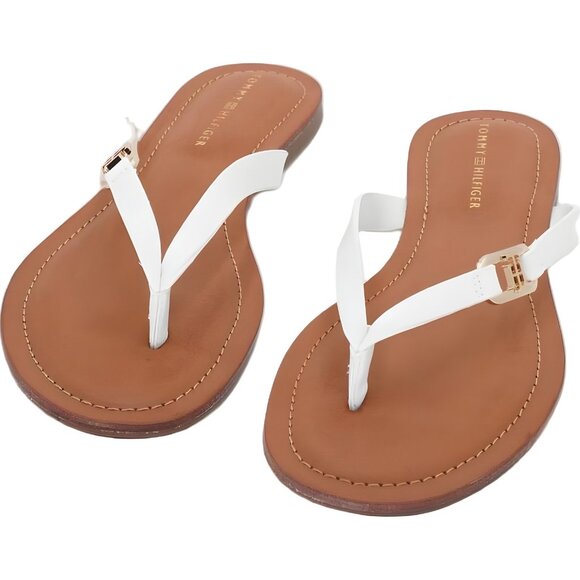 Tommy Hilfiger Liande White Logo Flat Thong Sandals Women's US 10M - Picture 5 of 6